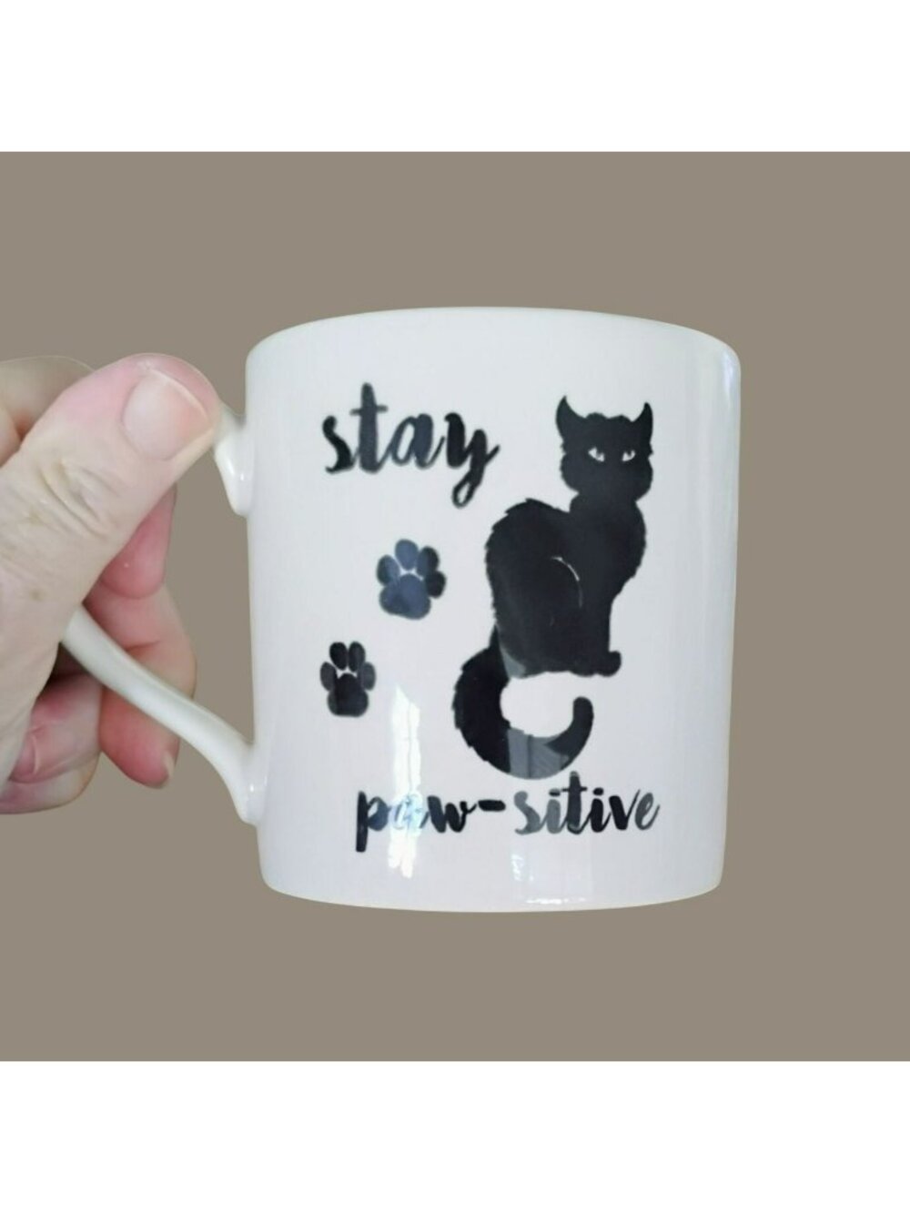 Royal Stafford Black Cat Mug Stay Paw-Sitive Made In England